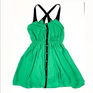 Silence + Noise Dress Green + Black Button Down